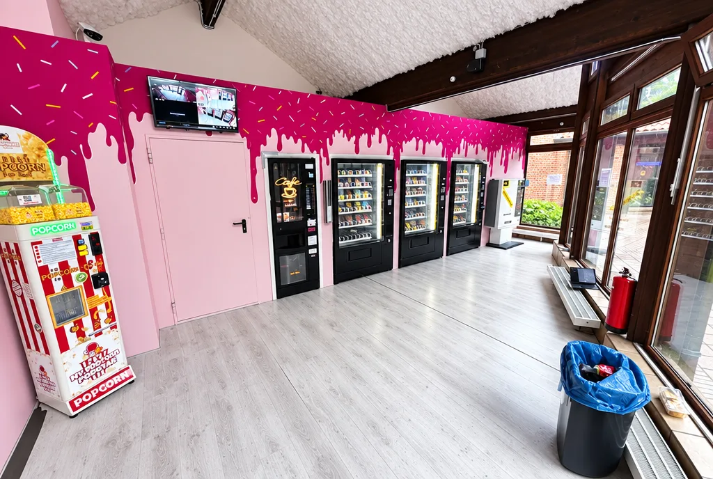Automatenkiosk Wegberg mit Kaffee-, Snack- und Popcornautomat